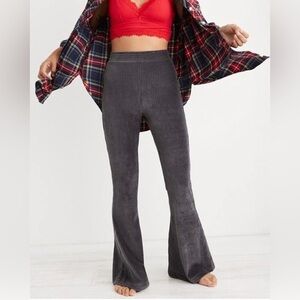 Aerie Velour Ribbed Flare Leggings Charcoal Grey NWT